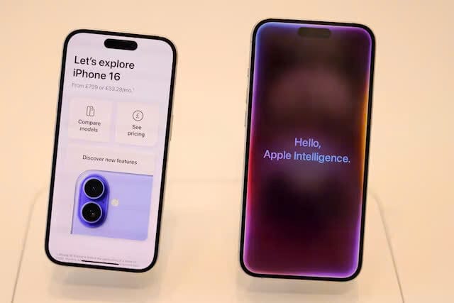 Điện thoại thông minh Apple iPhone 16 được trưng bày tại một cửa hàng ở London, Anh, ngày 6 tháng 10 năm 2024.Indonesia