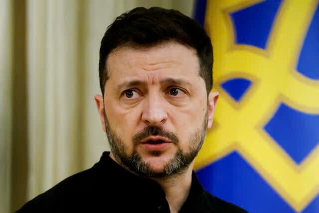 Tổng thống Ukraine Volodymyr Zelenskiy tham dự một cuộc họp báo, trong bối cảnh Nga tấn công Ukraine, tại Kyiv, Ukraine, ngày 4 tháng 4 năm 2025.Trung Quốc